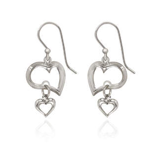 Open Heart Duet Dangle Earrings