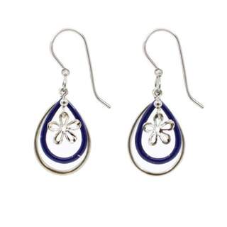 Double Open Teardrops with Flower Dangle Earrings