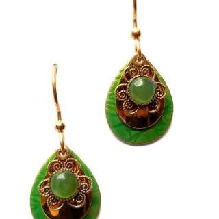 Green Teardrops with Jade Dangle Earrings