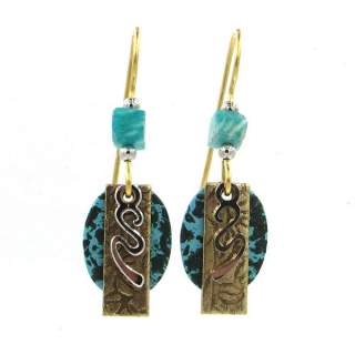 Turquoise and Goldtone Layers Dangle Earrings