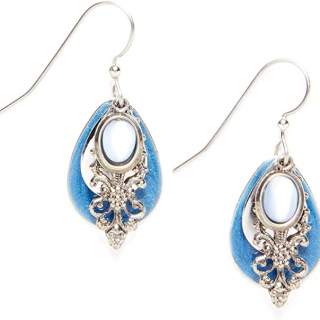 Blue Teardrops with Filigree Dangle Earrings