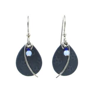 Blue Teardrop with Bead Dangle Earrings