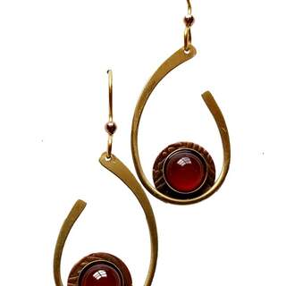 Open Teardrops with Cornelion Stone Dangle Earrings