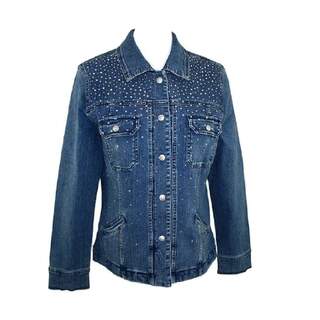 Christine Alexander Swarovski Crystal, Dual Top Pockets, Denim Jacket - Crystal Shower