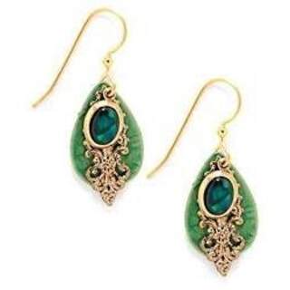 Green Abalone and Teardrops Dangle Earrings