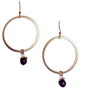 Large Open Open Circles with Bead Dangle Earrings