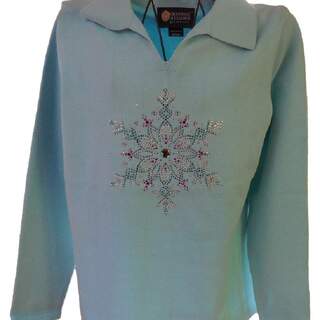 Blue V-neck Pullover with Swarovski Crystals