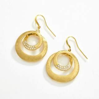 Large Brass Circle Swirl Earrings