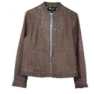 Christine Alexander Brown Denim Jacket with Swarovski Crystals