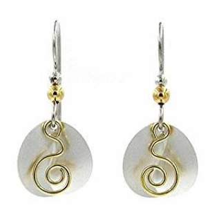 Silvertone Circles with Goldtone Squiggle Drop Earrings